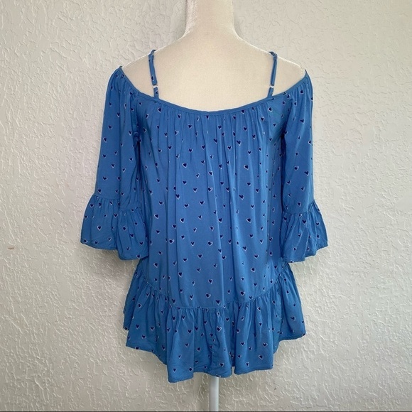 Beachlunchlounge lexi off shoulder ruffle top Heart printed Size XS - Picture 7 of 9